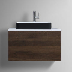 StoneArt Wastafel LC111 - zwart - wit mat - 55x35cm