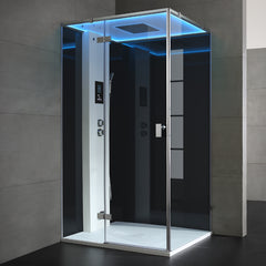 AWT stoomcabine LD207F15 zwart1 20x90 links met achterwanden zonder douchebak