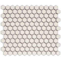 The Mosaic Factory Barcelona Mozaiek Tegel Hexagon - Zacht wit met rand Porselein Geglazuurd 260x300 mm