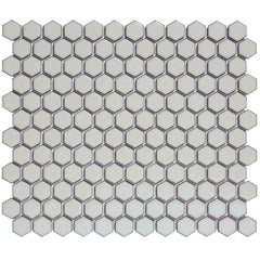The Mosaic Factory Barcelona Mozaiek Tegel Hexagon - Licht Grijs met rand Porselein Geglazuurd 260x300 mm