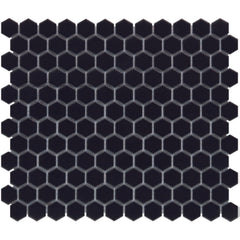 The Mosaic Factory Barcelona Mozaiek Tegel Hexagon - Zwart Porselein Geglazuurd 260x300 mm