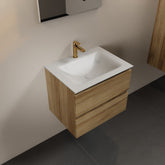 MONDIAZ AIVY 60cm badmeubel Chai, wastafel Talc solid surface midden 1 kraangat met spiegel