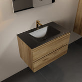 MONDIAZ AIVY 80cm badmeubel Chai, wastafel Urban solid surface midden 1 kraangat met spiegel