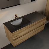 MONDIAZ AIVY 120cm badmeubel Chai, wastafel Urban solid surface links 1 kraangat met spiegel