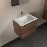 MONDIAZ AIVY 60cm badmeubel Mocha, wastafel Talc solid surface midden 1 kraangat met spiegel