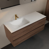 MONDIAZ AIVY 120cm badmeubel Mocha, wastafel Talc solid surface links 1 kraangat met spiegel