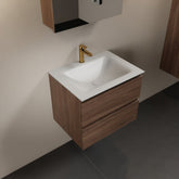 MONDIAZ AIVY 60cm badmeubel Mocha, wastafel Talc solid surface midden 1 kraangat met spiegelkast
