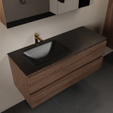MONDIAZ AIVY 120cm badmeubel Mocha, wastafel Urban solid surface links 1 kraangat met spiegelkast