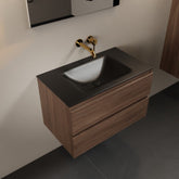 MONDIAZ AIVY 80cm badmeubel Mocha, wastafel Urban solid surface midden zonder kraangat
