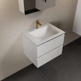 MONDIAZ AIVY 60cm badmeubel Talc, wastafel Talc solid surface midden 1 kraangat met spiegelkast