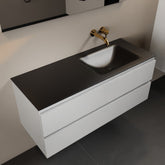 MONDIAZ AIVY 120cm badmeubel Talc, wastafel Urban solid surface rechts zonder kraangat