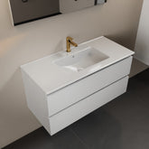 MONDIAZ AIVY 100cm vanity unit Talc, glossy white ceramic basin central 1 tap hole with mirror
