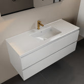 MONDIAZ AIVY 120cm bathroom vanity unit Talc, glossy white ceramic basin center 1 tap hole with mirror