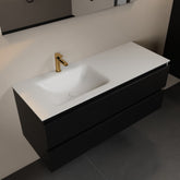 MONDIAZ AIVY 120cm badmeubel Urban, wastafel Talc solid surface links 1 kraangat met spiegel