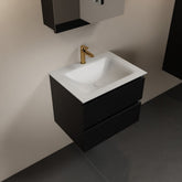 MONDIAZ AIVY 60cm badmeubel Urban, wastafel Talc solid surface midden 1 kraangat met spiegelkast
