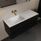 MONDIAZ AIVY 120cm badmeubel Urban, wastafel Talc solid surface links zonder kraangat met spiegel