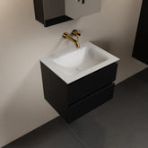 MONDIAZ AIVY 60cm badmeubel Urban, wastafel Talc solid surface midden zonder kraangat met spiegelkast