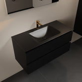 MONDIAZ AIVY 100cm badmeubel Urban, wastafel Urban solid surface midden 1 kraangat met spiegel