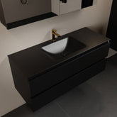 MONDIAZ AIVY 120cm badmeubel Urban, wastafel Urban solid surface midden 1 kraangat met spiegelkast