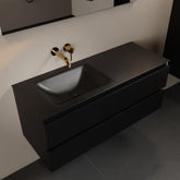 MONDIAZ AIVY 120cm badmeubel Urban, wastafel Urban solid surface links zonder kraangat met spiegel
