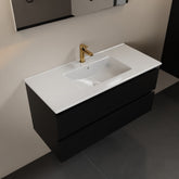 MONDIAZ AIVY 100cm vanity unit Urban, glossy white ceramic basin central 1 tap hole with mirror
