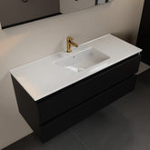 MONDIAZ AIVY 120cm Urban vanity unit, glossy white ceramic basin center 1 tap hole with mirror