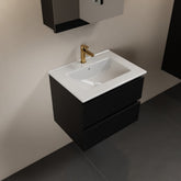 MONDIAZ AIVY 60cm badmeubel Urban, wastafel glanzend wit keramiek midden 1 kraangat met spiegelkast