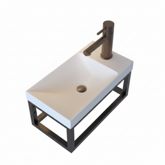 Aurélia Lago marble fontein - wit - mat zwart frame - 40 x 22,5 - 1 kraangat - links of rechts