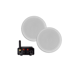 BLUETOOTH AUDIOSYSTEEM (50 WATT / BT4.0 / AUTO-AUX) + JAZZ SAUNA SPEAKERSET (WIT), 230V/12V