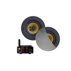 BLUETOOTH AUDIOSYSTEEM (50 WATT / BT4.0 / AUTO-AUX) MET SAMBA SPEAKERSET (MAT CHROOM), 230V/12V