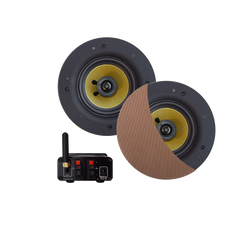 BLUETOOTH AUDIOSYSTEEM (70 WATT / BT4.0 / AUTO-AUX) MET ZUMBA SPEAKERSET (BRUSHED RED GOLD), 230V/24V