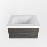 MONDIAZ BUKLA 60cm badmeubel modulair kleur Dark Brown met 1 lade. Wastafel CLOUD midden 0 kraangaten kleur Talc.