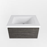 MONDIAZ BUKLA 60cm badmeubel modulair kleur Dark Brown met 1 lade. Wastafel CLOUD midden 1 kraangat kleur Talc.