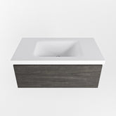 MONDIAZ BUKLA 80cm badmeubel modulair kleur Dark Brown met 1 lade. Wastafel CLOUD midden 1 kraangat kleur Talc.