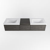 MONDIAZ BUKLA 160cm badmeubel met module 40 kleur Dark Brown met 3 lades. Wastafel CLOUD dubbel 0 kraangaten kleur Talc.