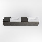 MONDIAZ BUKLA 200cm badmeubel met module 40 rechts kleur Dark Brown met 4 lades. Wastafel CLOUD dubbel 0 kraangaten kleur Talc.