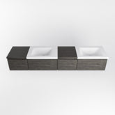 MONDIAZ BUKLA 200cm badmeubel met module 40 rechts kleur Dark Brown met 4 lades. Wastafel CLOUD dubbel 2 kraangaten kleur Talc.