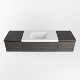 MONDIAZ BUKLA 160cm badmeubel met module 40 kleur Dark Brown met 3 lades. Wastafel CLOUD midden 0 kraangaten kleur Talc.
