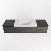 MONDIAZ BUKLA 160cm badmeubel met module 40 kleur Dark Brown met 3 lades. Wastafel CLOUD midden 1 kraangat kleur Talc.