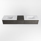 MONDIAZ BUKLA 200cm badmeubel met module 40 kleur Dark Brown met 3 lades. Wastafel CLOUD dubbel 0 kraangaten kleur Talc.