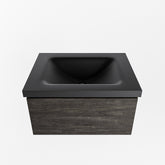 MONDIAZ BUKLA 60cm badmeubel modulair kleur Dark Brown met 1 lade. Wastafel CLOUD midden 0 kraangaten kleur Urban.