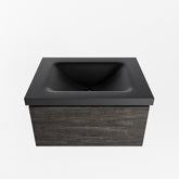 MONDIAZ BUKLA 60cm badmeubel modulair kleur Dark Brown met 1 lade. Wastafel CLOUD midden 1 kraangat kleur Urban.