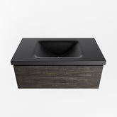 MONDIAZ BUKLA 80cm badmeubel modulair kleur Dark Brown met 1 lade. Wastafel CLOUD midden 1 kraangat kleur Urban.