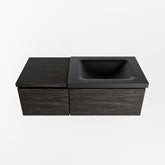 MONDIAZ BUKLA 100cm badmeubel met module 40 kleur Dark Brown met 2 lades. Wastafel CLOUD rechts 0 kraangaten kleur Urban.