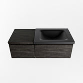 MONDIAZ BUKLA 100cm badmeubel met module 40 kleur Dark Brown met 2 lades. Wastafel CLOUD rechts 1 kraangat kleur Urban.