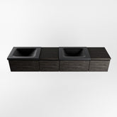 MONDIAZ BUKLA 200cm badmeubel met module 40 links kleur Dark Brown met 4 lades. Wastafel CLOUD dubbel 0 kraangaten kleur Urban.