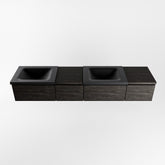 MONDIAZ BUKLA 200cm badmeubel met module 40 links kleur Dark Brown met 4 lades. Wastafel CLOUD dubbel 2 kraangaten kleur Urban.