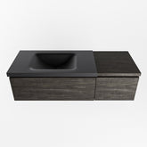 MONDIAZ BUKLA 120cm badmeubel met module 40 kleur Dark Brown met 2 lades. Wastafel CLOUD links 0 kraangaten kleur Urban.