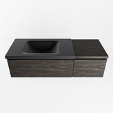 MONDIAZ BUKLA 120cm badmeubel met module 40 kleur Dark Brown met 2 lades. Wastafel CLOUD links 1 kraangat kleur Urban.