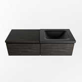 MONDIAZ BUKLA 120cm badmeubel met module 60 kleur Dark Brown met 2 lades. Wastafel CLOUD rechts 1 kraangat kleur Urban.